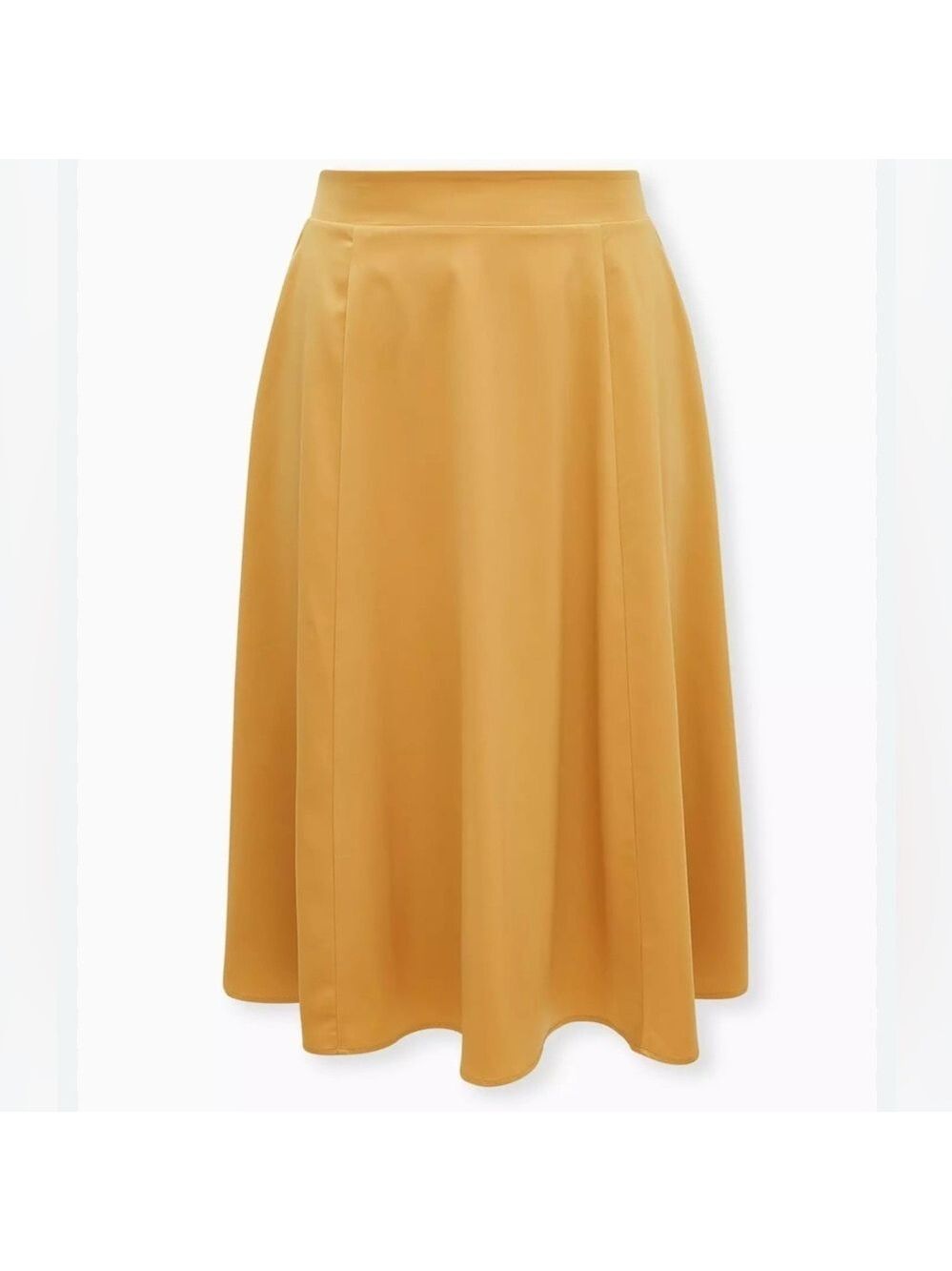 Torrid 1 Satin Tea Length Skirt pockets Size 14-16 Golden Yellow Curvy Girl